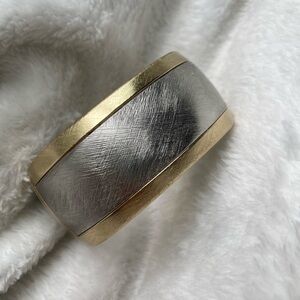 Brushed Gold & Silver Tone Hinged Magnetic‎ Bracelet
